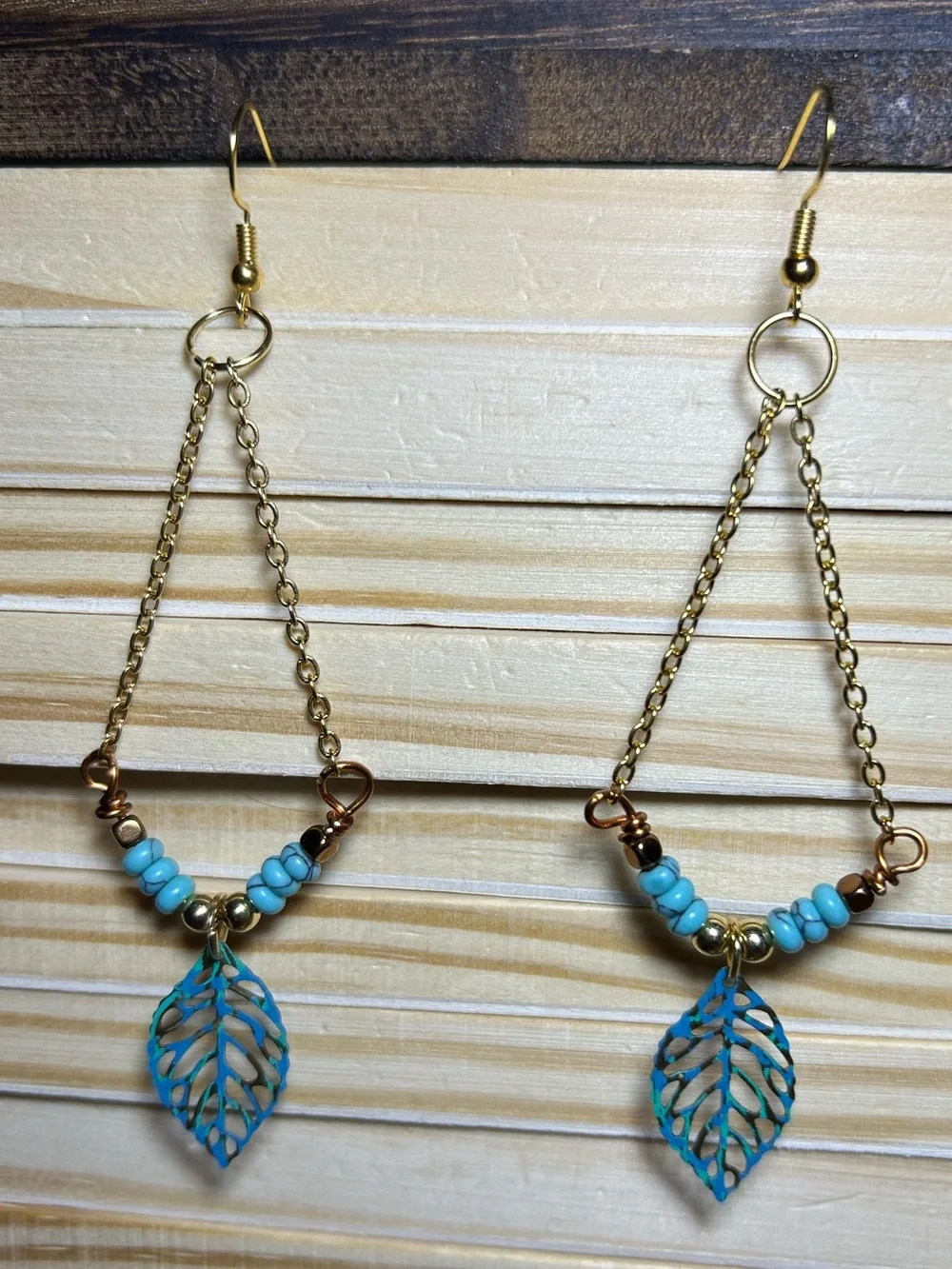 3/$25 Turquoise Leaf Drop Earrings
